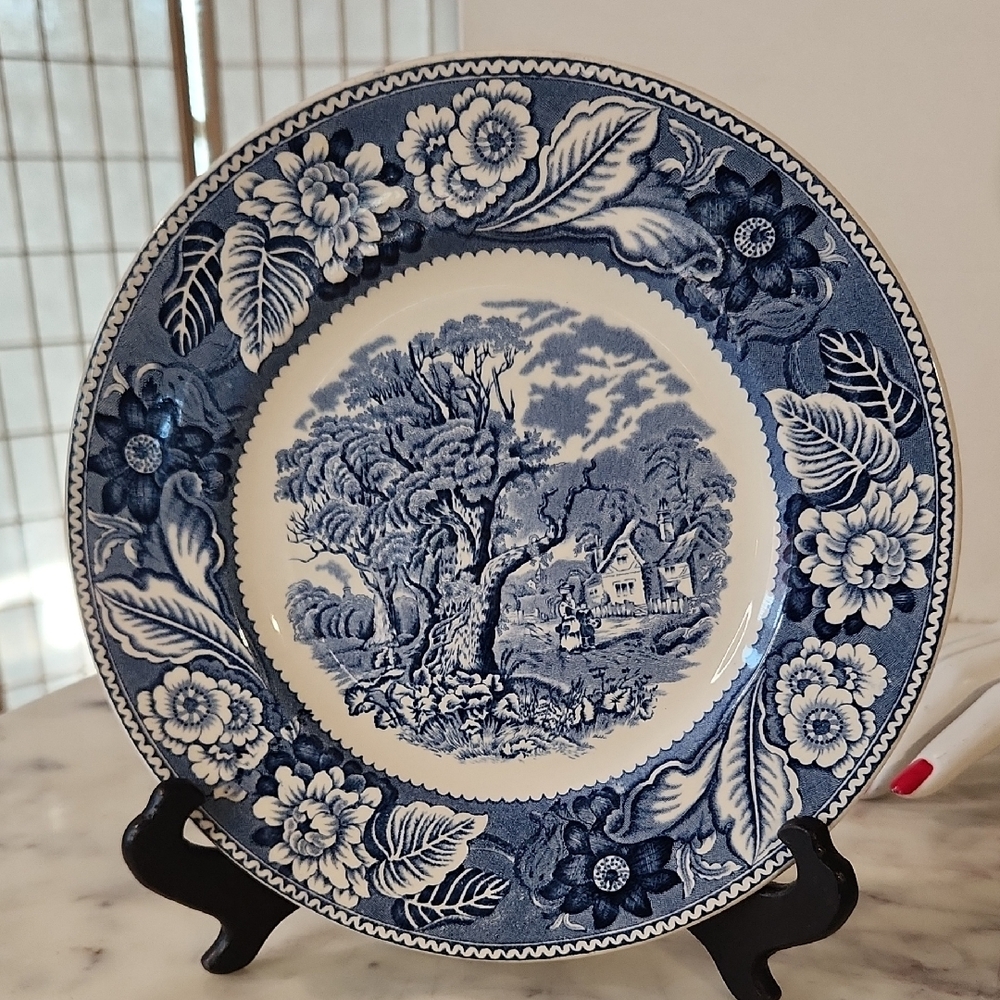 Antique | Woods & Sons "Woodland Blue" 1950's Dinner Plate 9" RARE